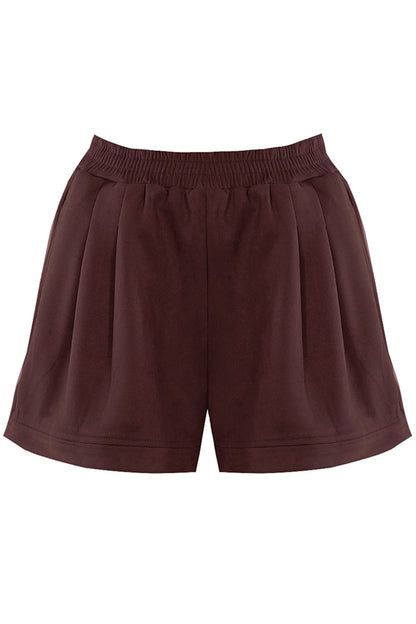 Brown Faux Suede Runner Shorts