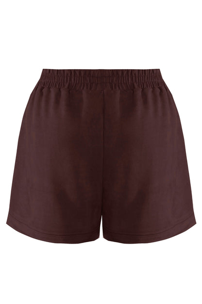 Brown Faux Suede Runner Shorts