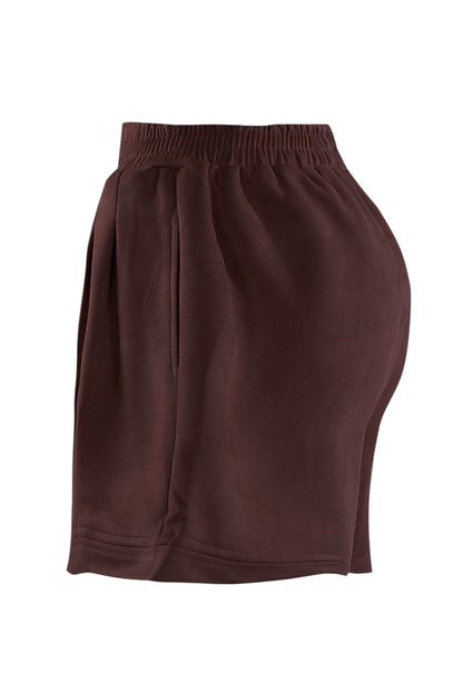 Brown Faux Suede Runner Shorts