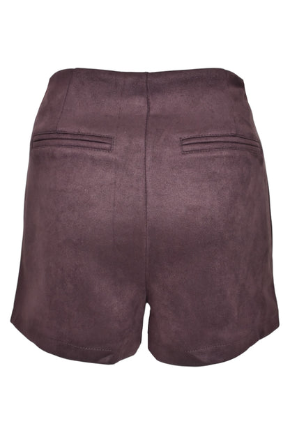 Brown Faux Suede Skort