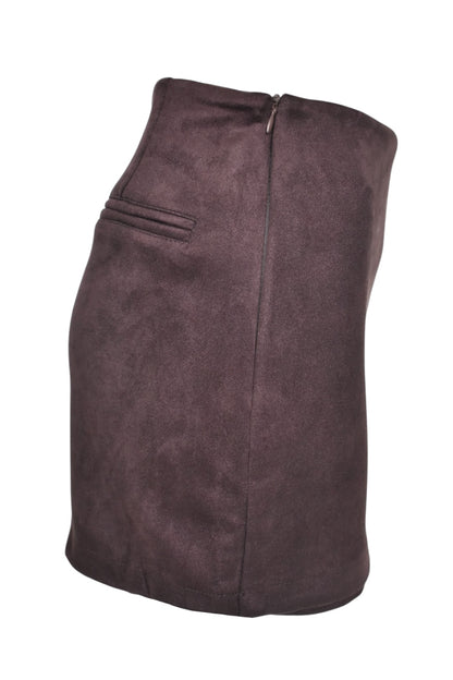Brown Faux Suede Skort