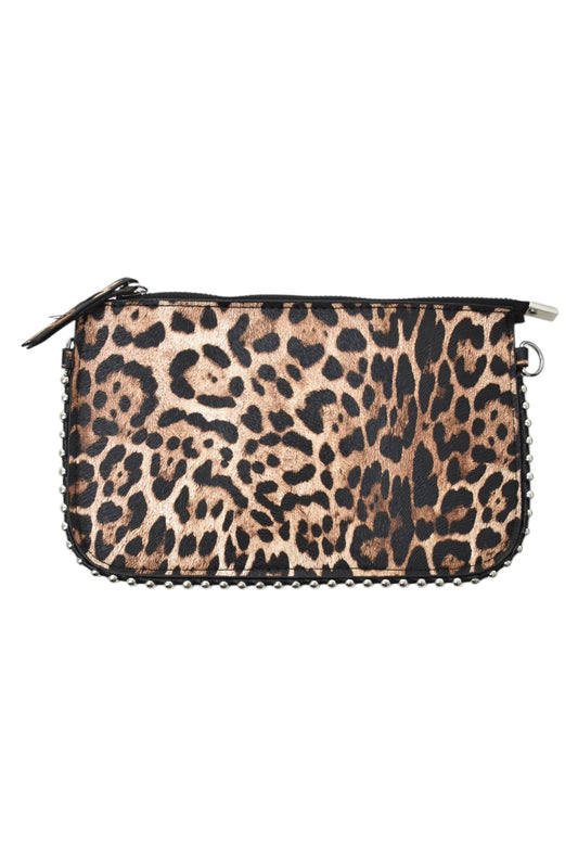 Brown Leopard Print Beaded Edge Bag