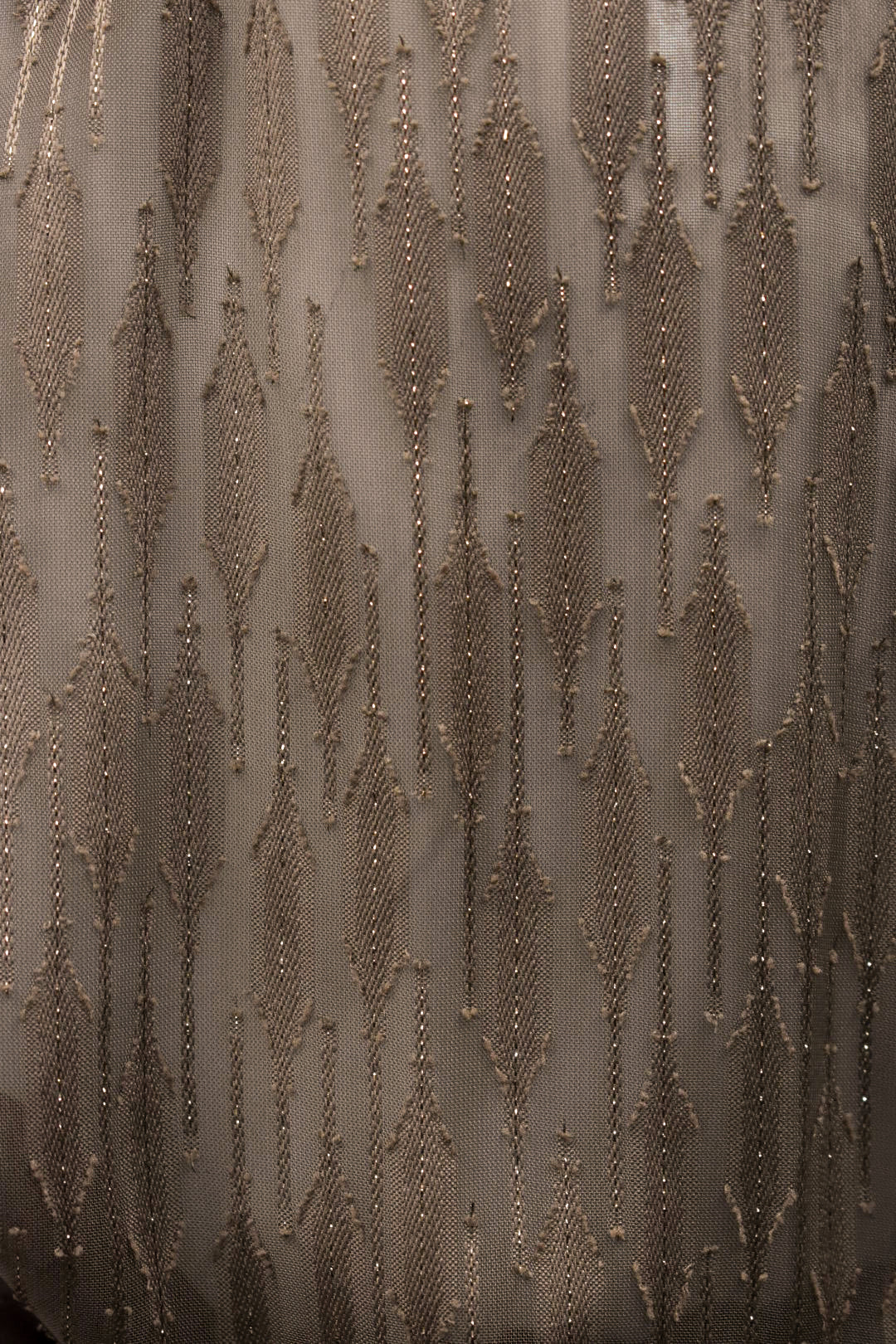 Brown Metallic Thread Tiered Hem Dress Close Up