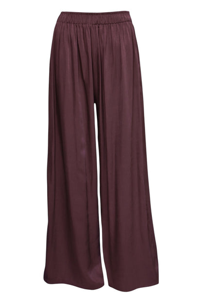 Brown Satin Belted Top & Wide Leg Trousers Co-ord