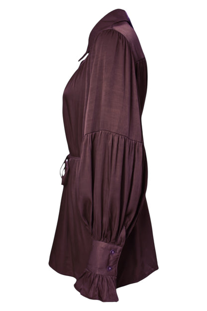 Brown Satin Belted Top & Wide Leg Trousers Co-ord