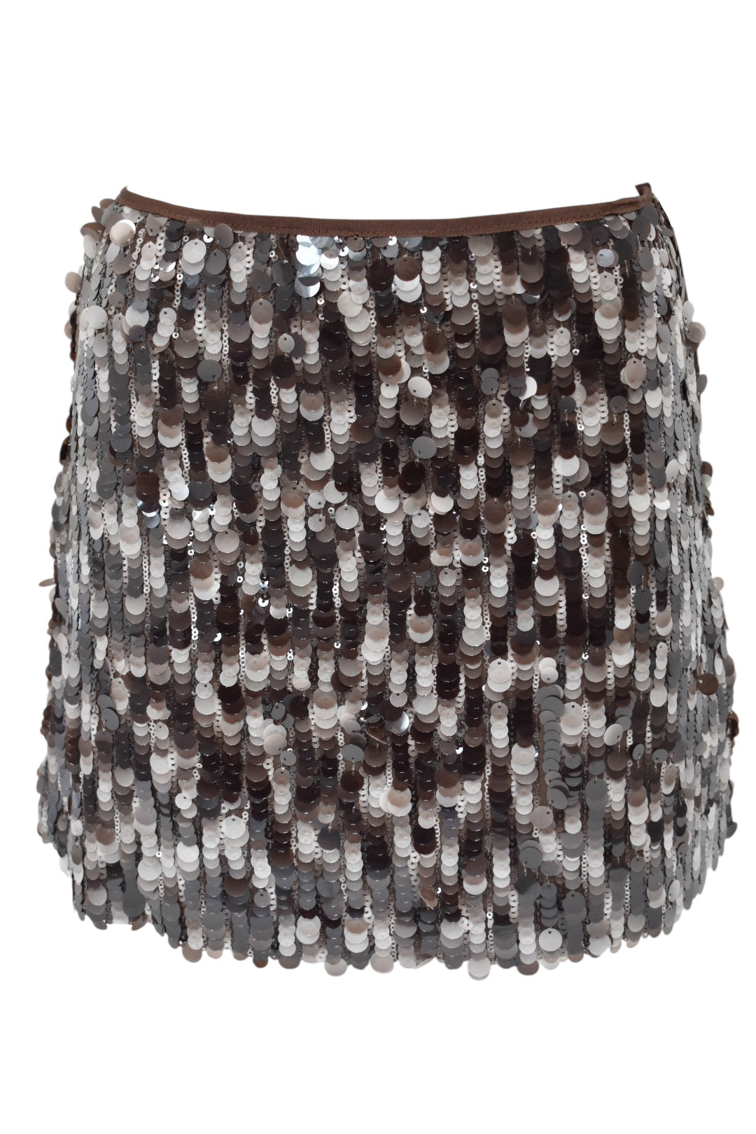 Brown Sequinned Mini Skirt