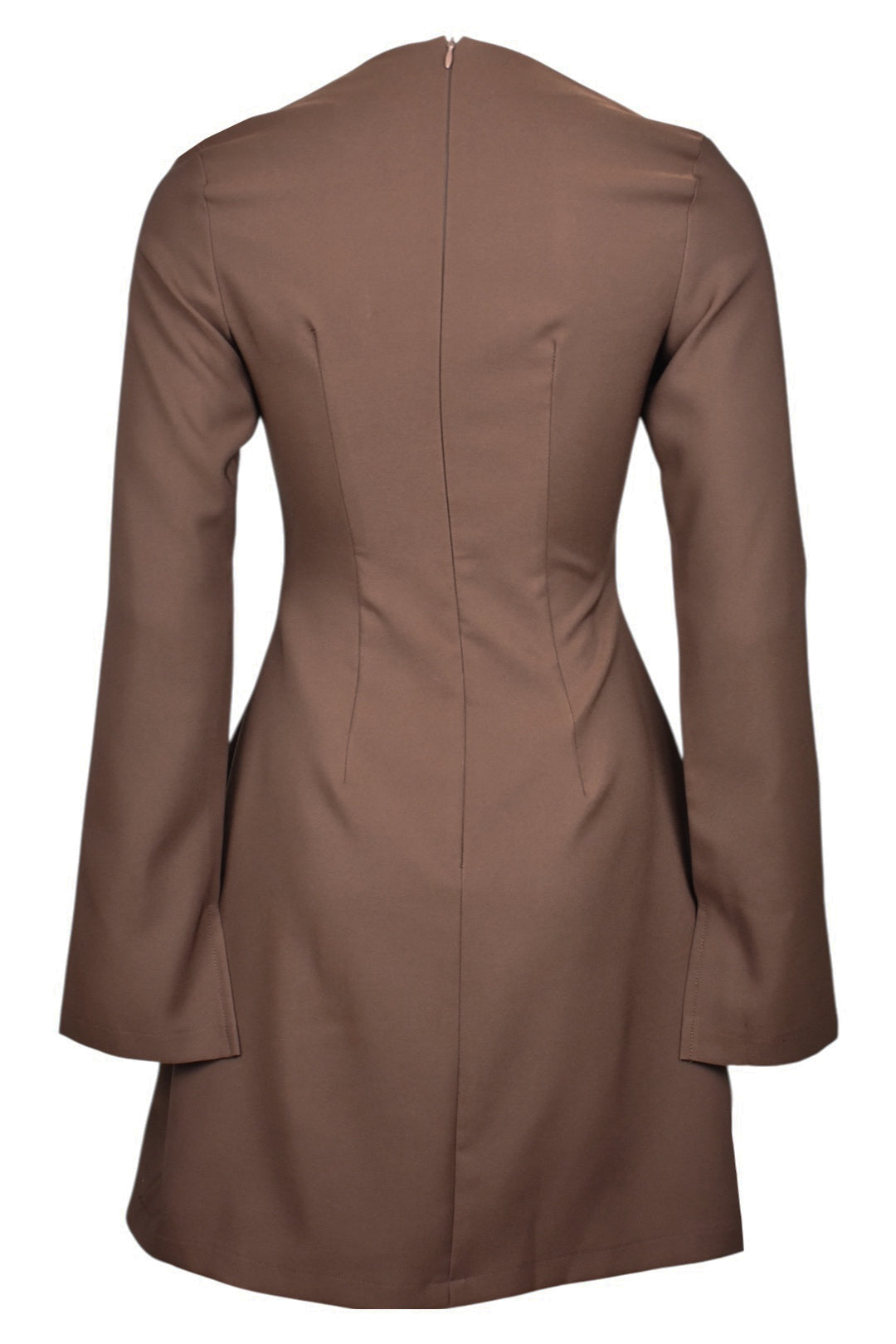 Brown Structured Pocket Dress
