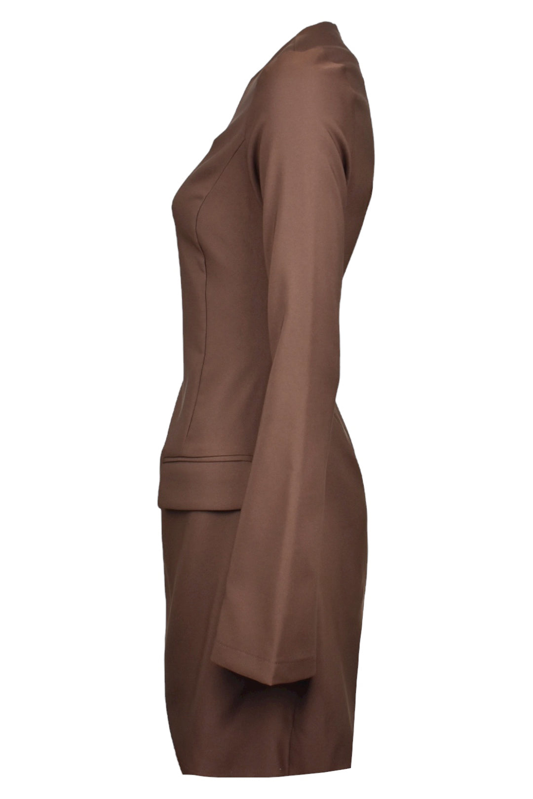 Brown Structured Pocket Dress