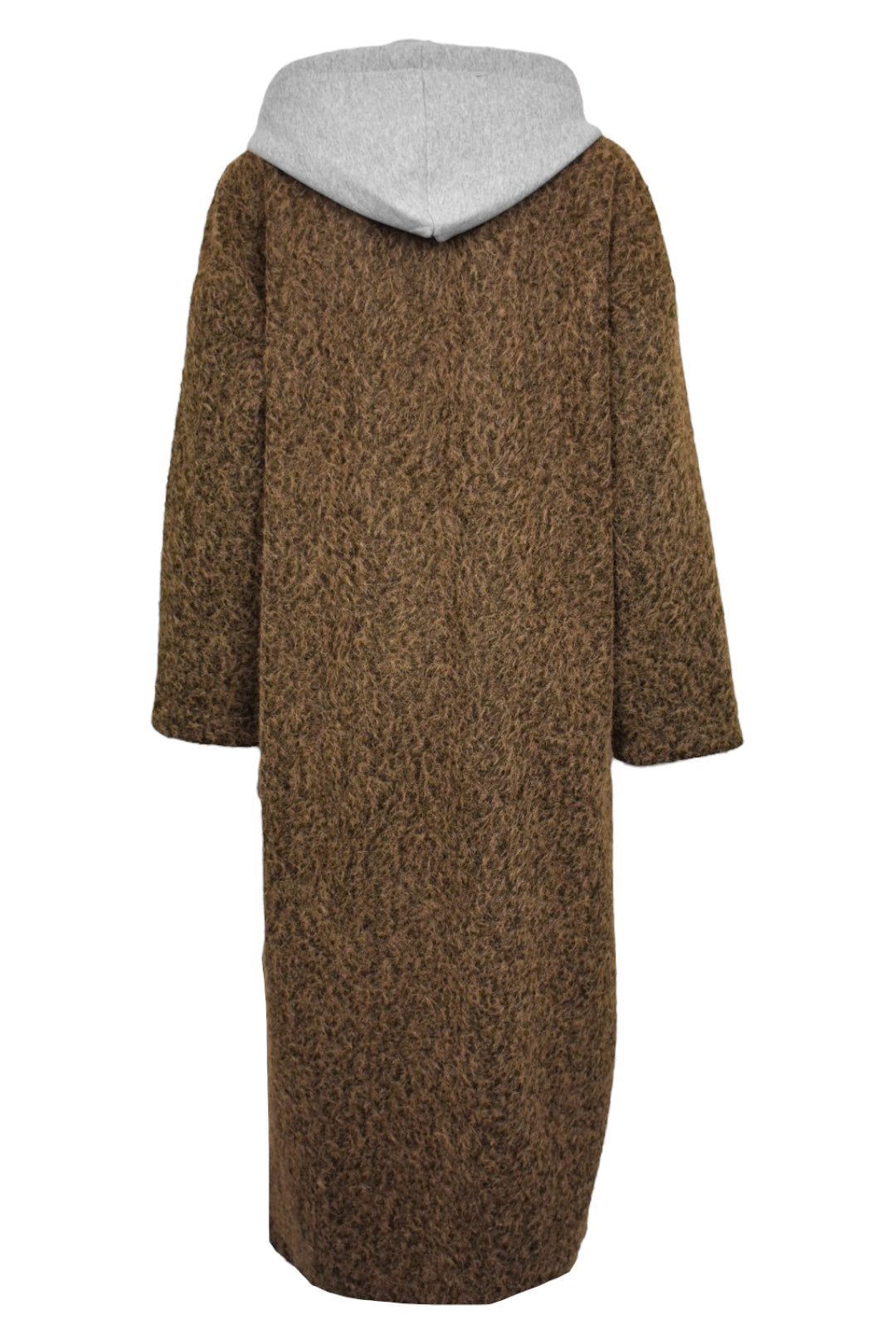 Brown Woollen Hooded Duster Coat