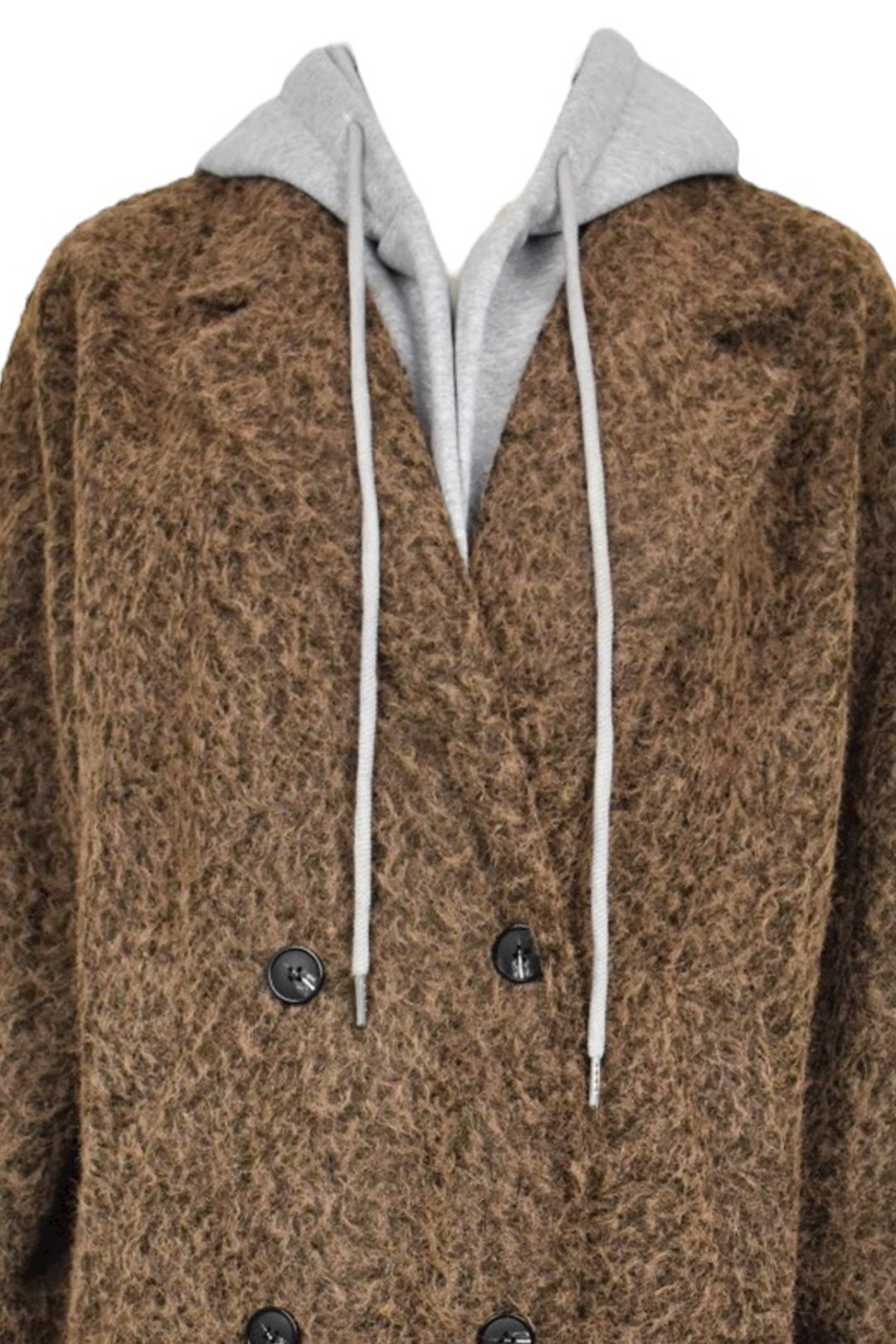 Brown Woollen Hooded Duster Coat