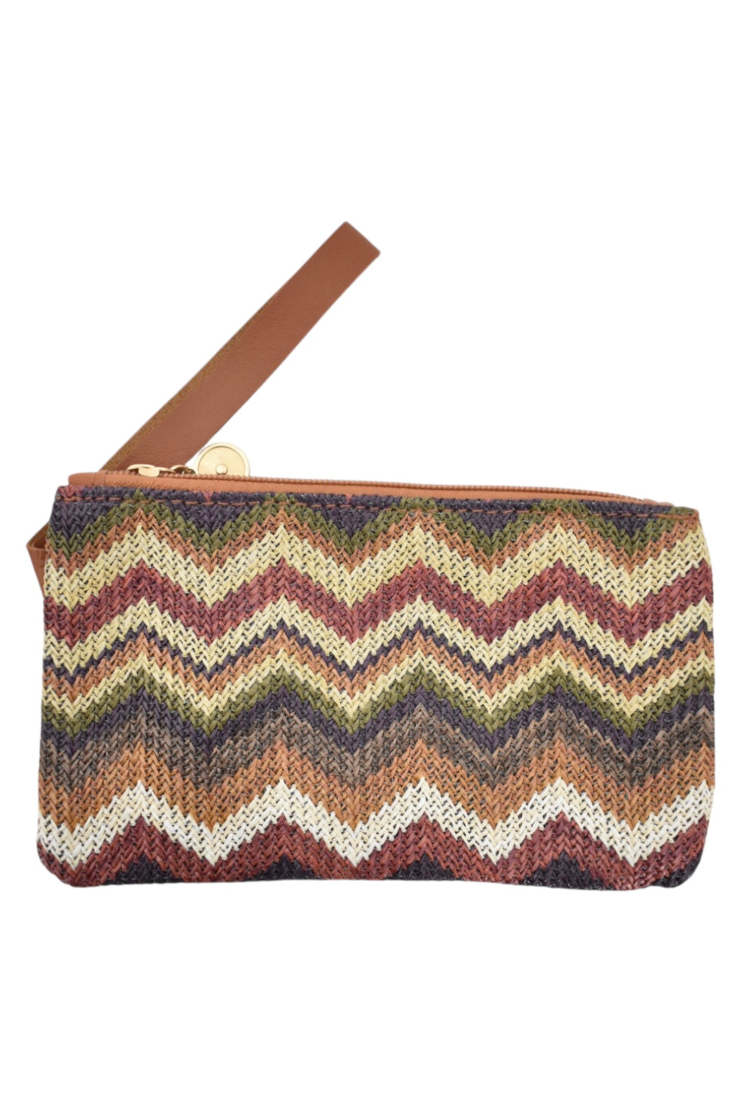 Brown Woven Zig Zag Wristlet
