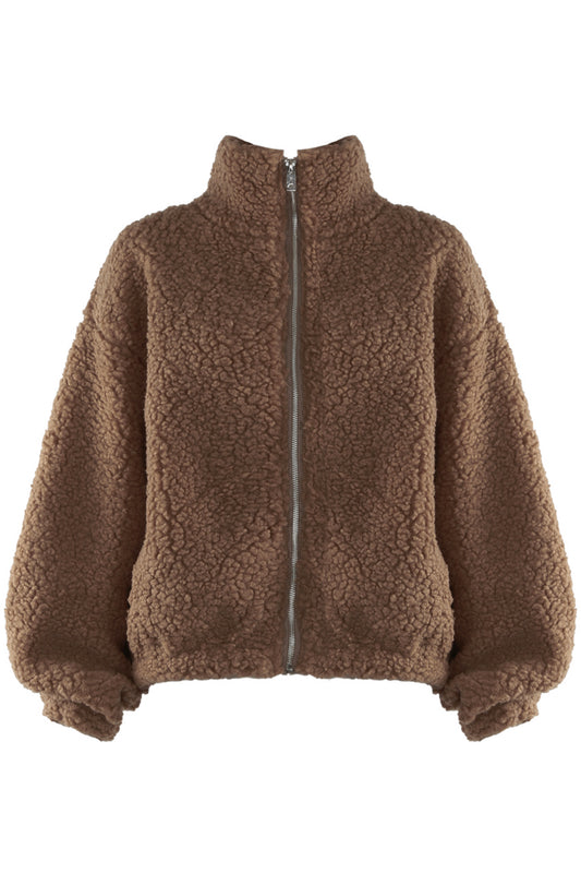 Brown Zip Up Teddy Fleece