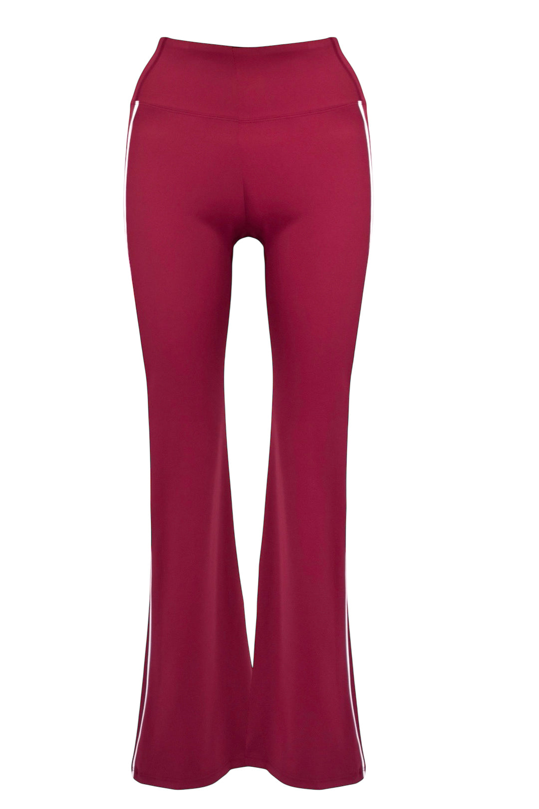 Burgundy Active Contrast Piping Zipped Jacket & Flares Set