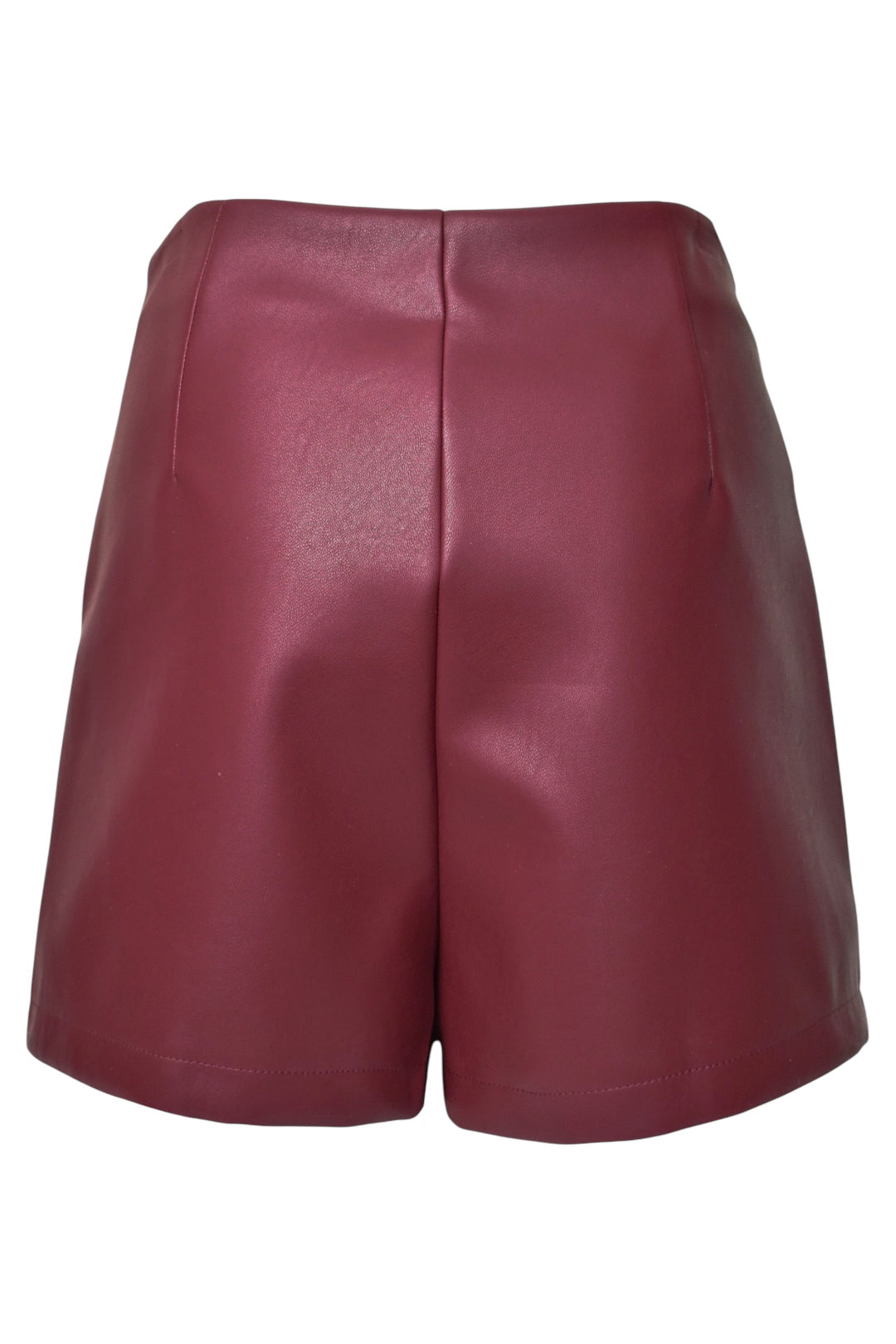 Burgundy Faux Leather Side Split Skort