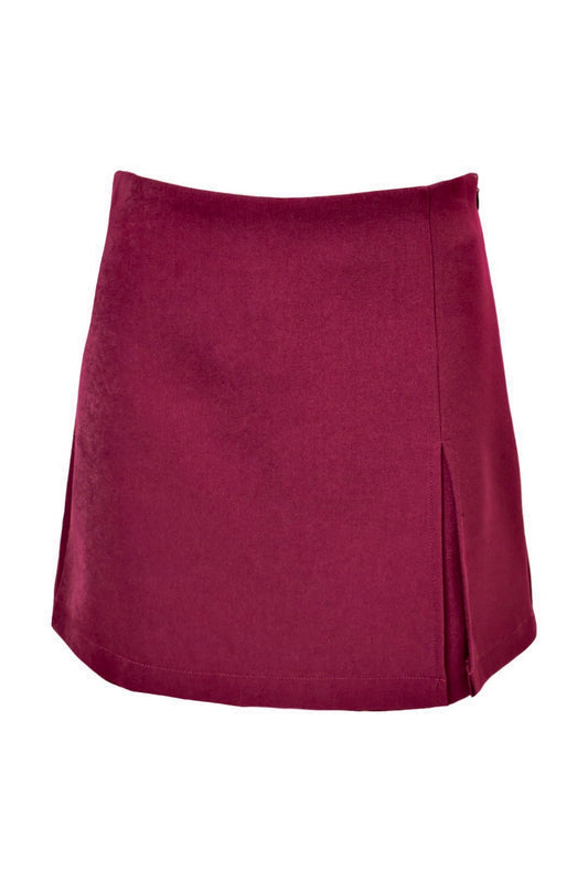 Burgundy Side Split Skort Front