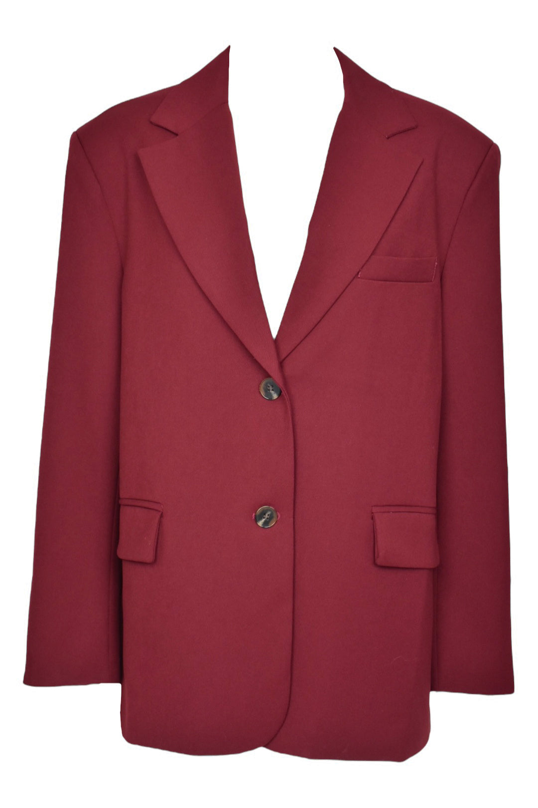 Burgundy Single Breasted Oversized Blazer