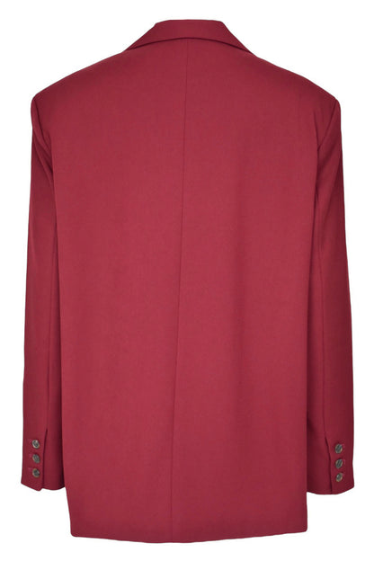 Burgundy Single Breasted Oversized Blazer