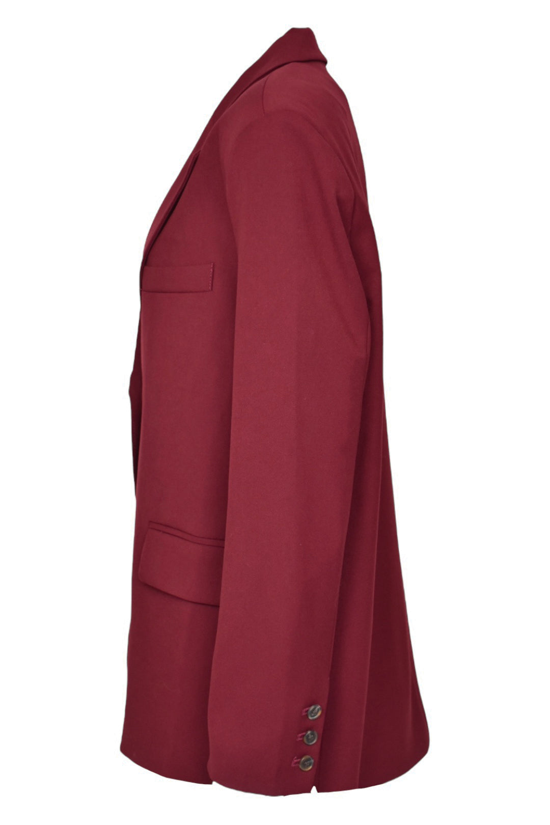 Burgundy Single Breasted Oversized Blazer