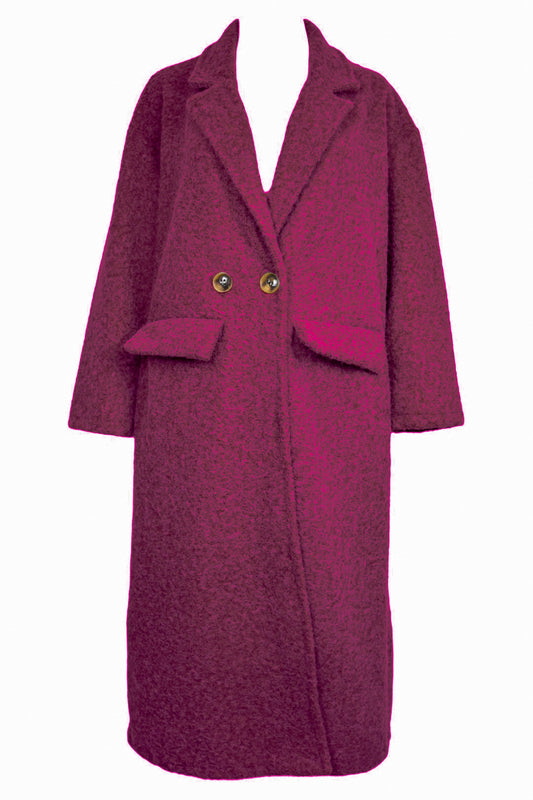Burgundy Woollen Duster Coat