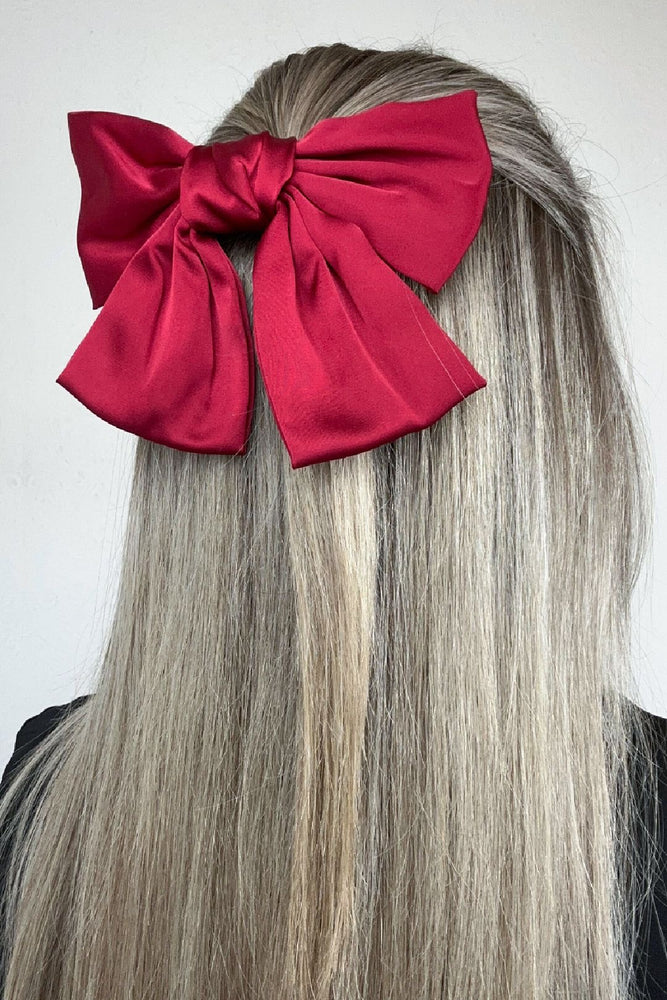 Red Satin Hair Bow