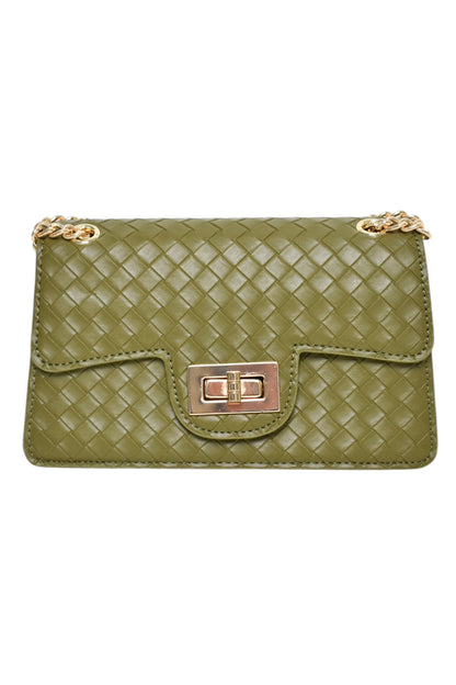 Khaki Woven Mini Cross Body Bag