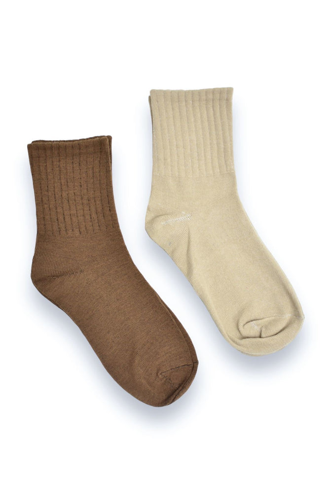 Chocolate & Taupe Ribbed Socks