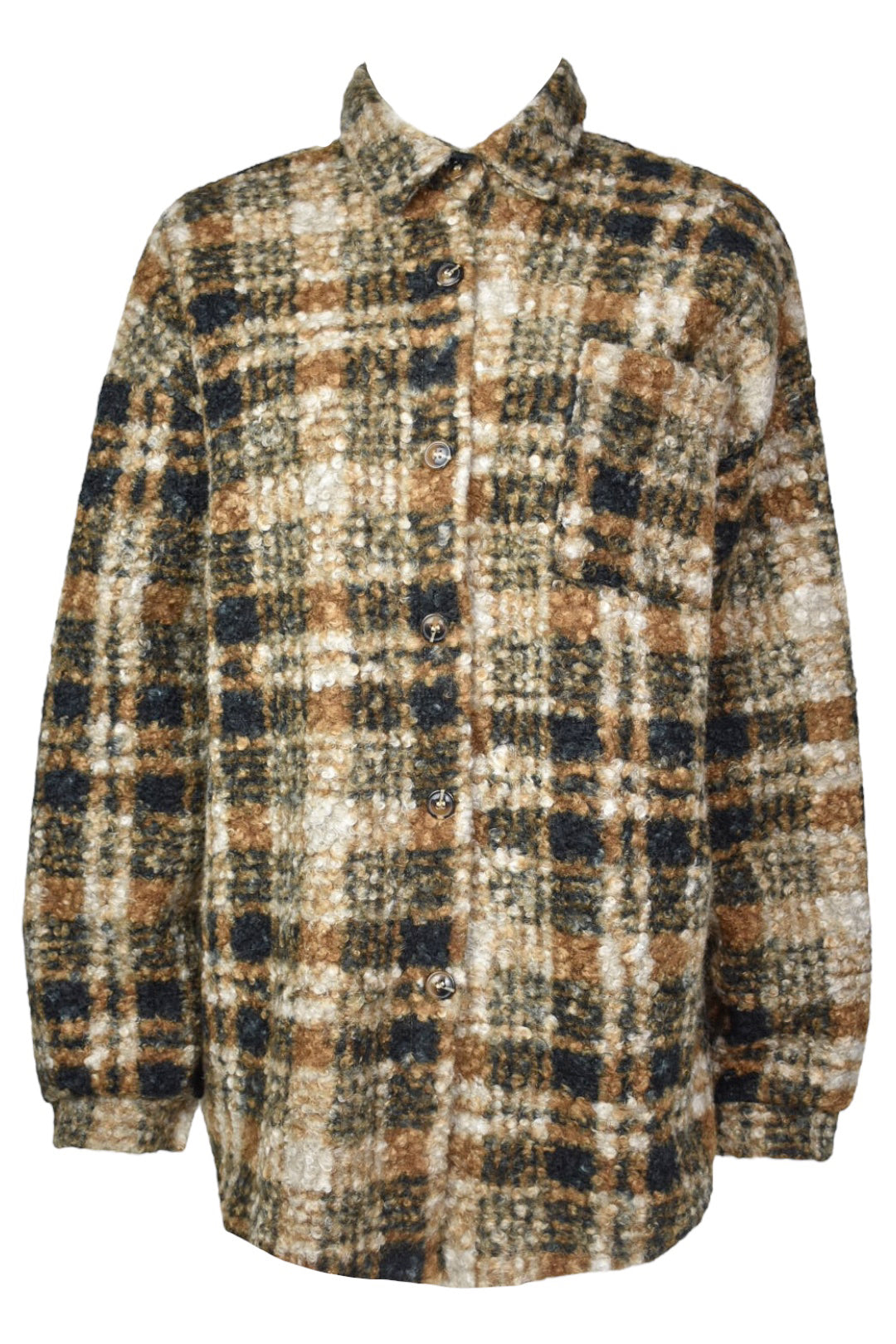 Camel Checked Fleece Shirt