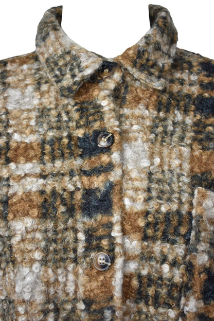Camel Checked Fleece Shirt