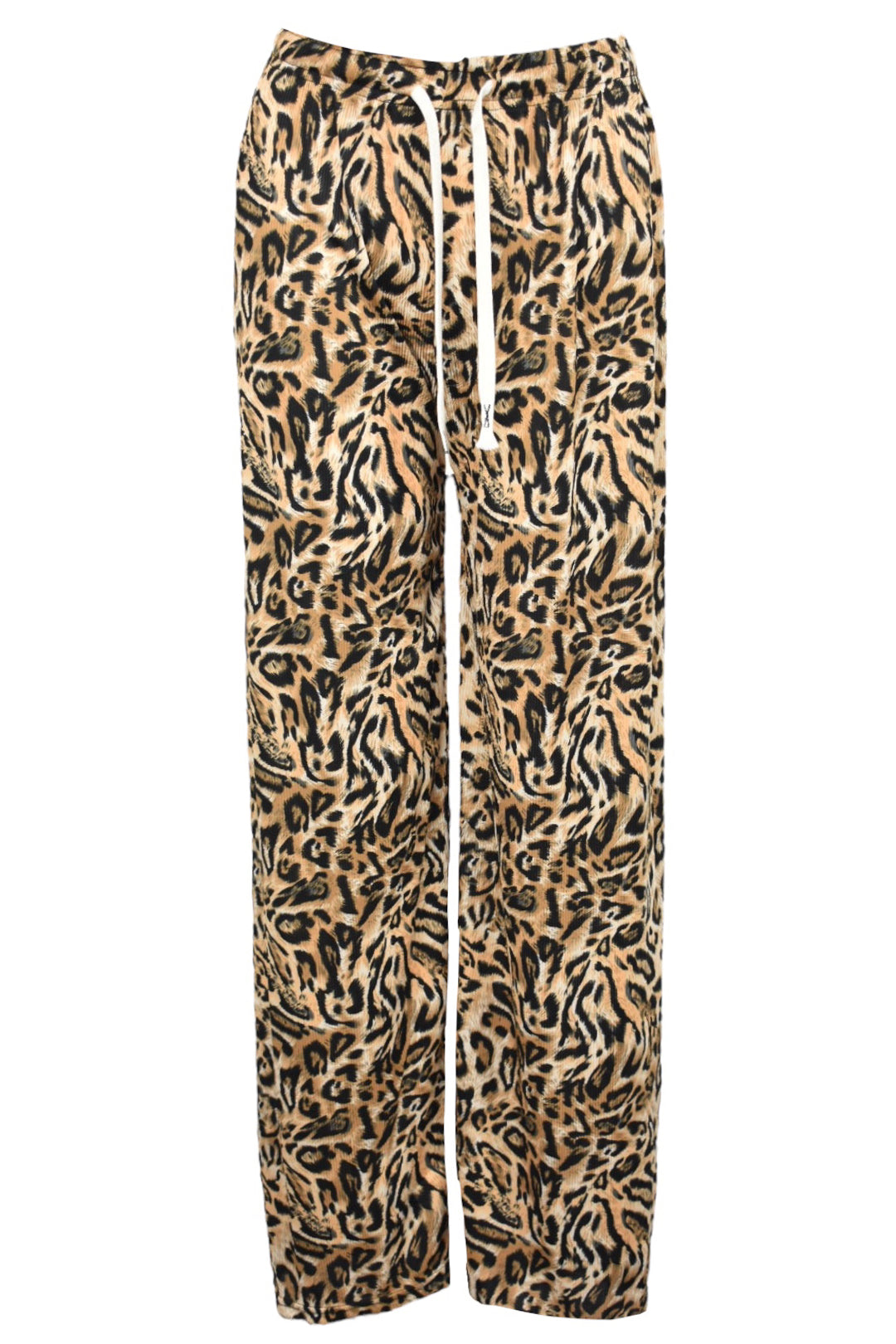 Womens Caramel Animal Print Pleated Wide Leg Trousers