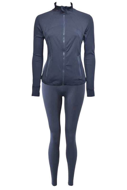 Charcoal Active Leggings & Zip Up Jacket Set