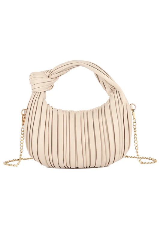 Cream Pleated Knot Grab Bag