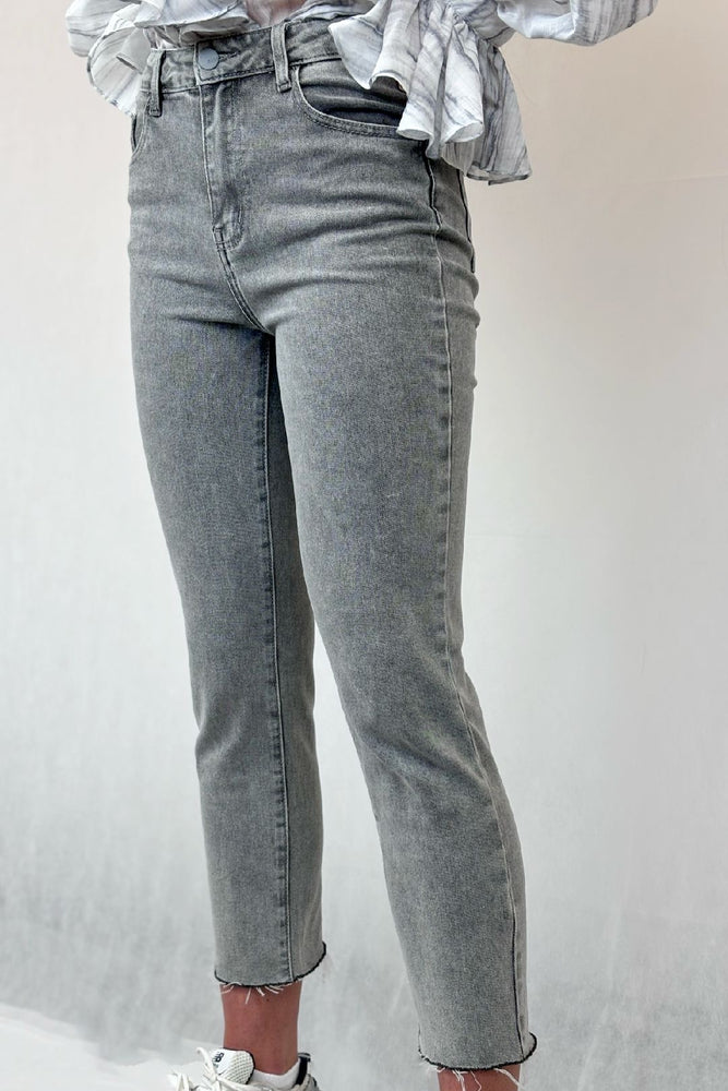 Grey Wash Denim Mom Jeans