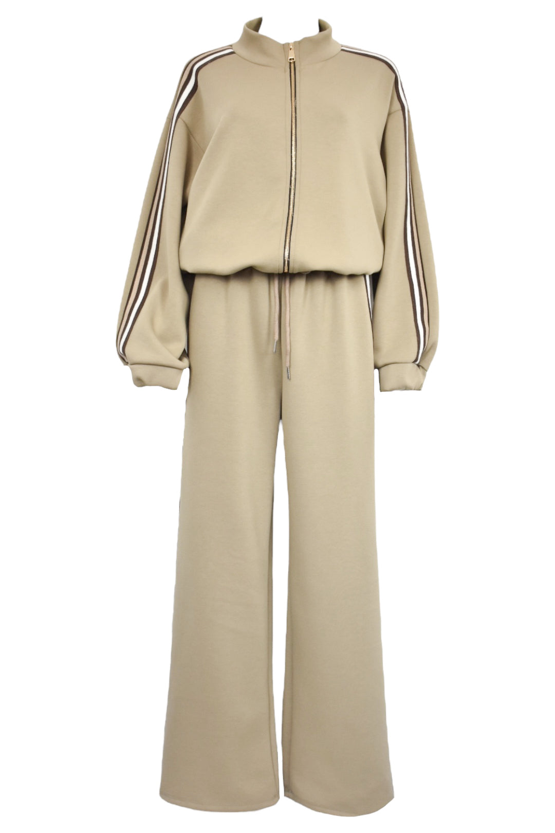 Taupe & Brown Stripe Zip Up Jacket Loungesuit