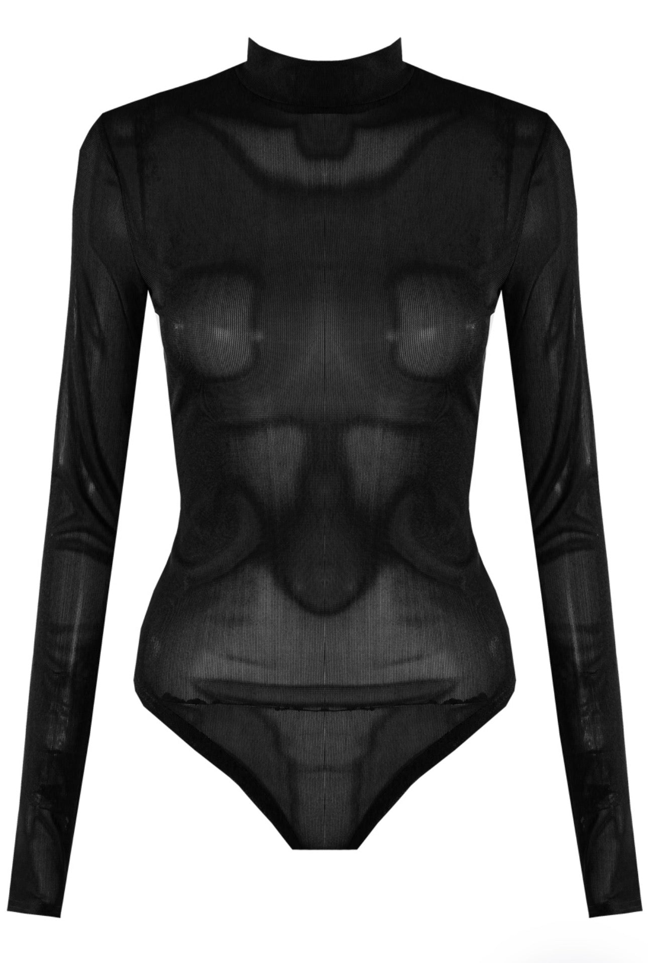 Black Sheer Long Sleeve Bodysuit