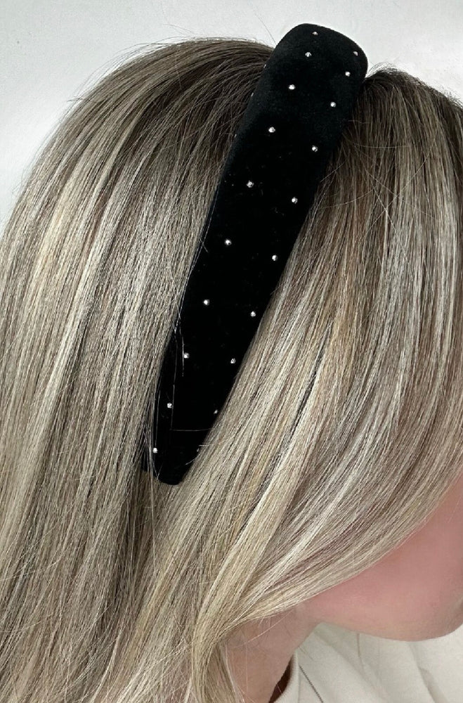 Black Velvet Studded Hairband