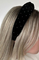Black Velvet Studded Knot Hairband