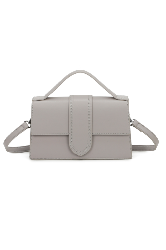 Grey Stitched Panel Cross Body Bag