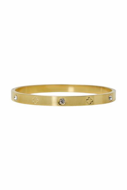 Gold Diamante & Clover Bangle