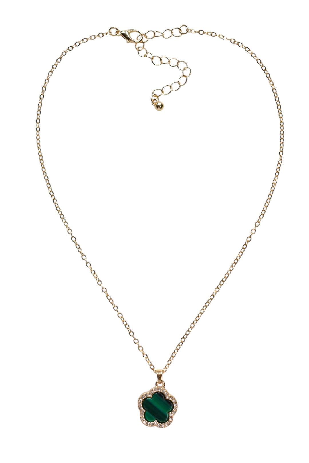 Green Diamante Clover Necklace
