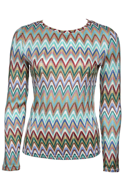 Green Multi Zig Zag Knitted Long Sleeve Top