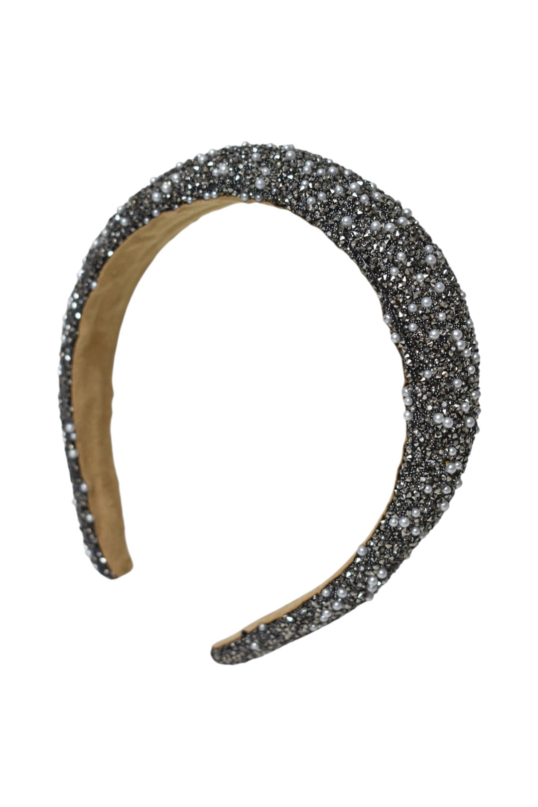 Grey Crystal & Pearl Embellished Hairband