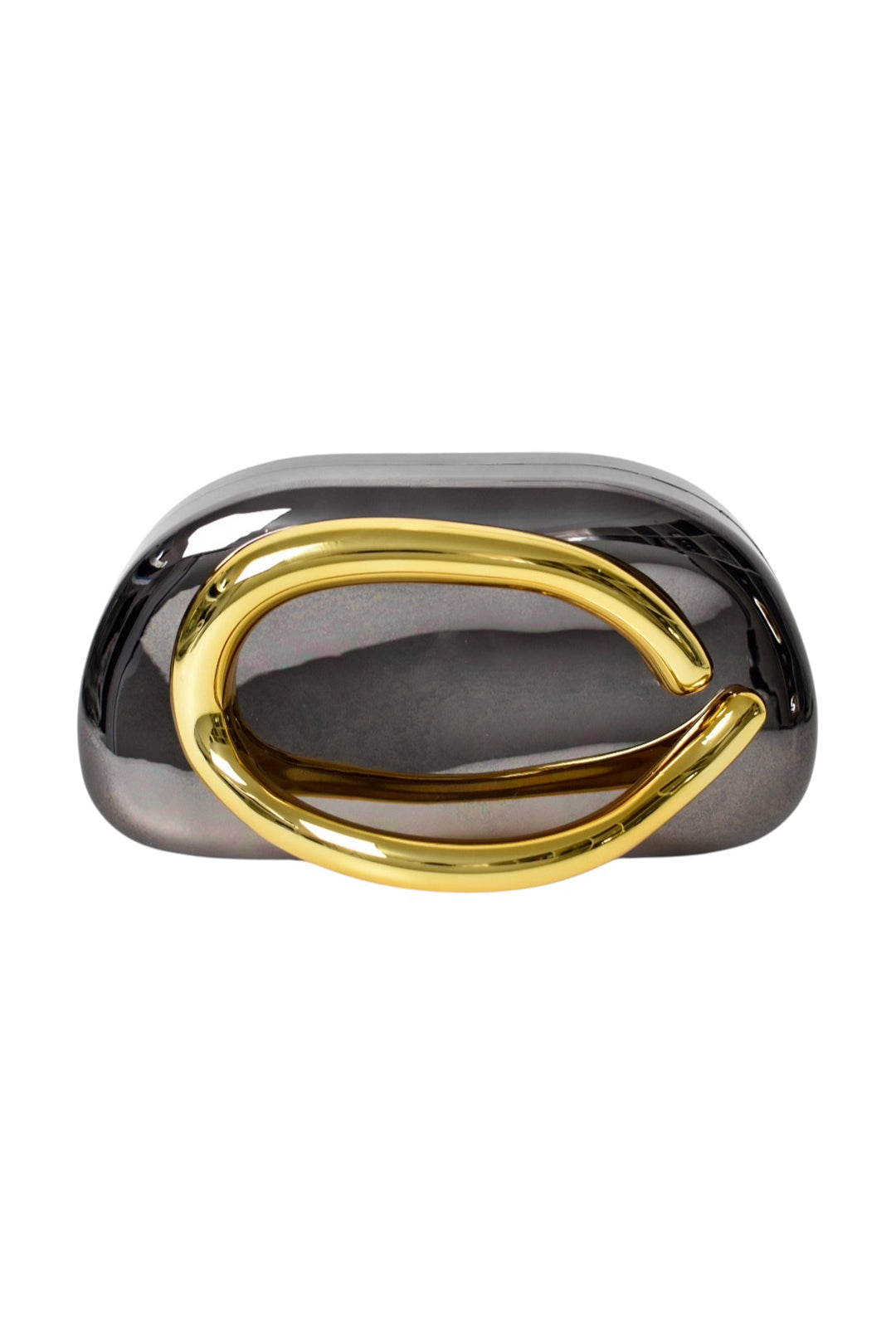 Gun Metal & Gold Metallic Box Clutch