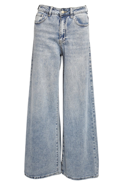 Light Acid Wash Denim Wide Leg Jeans