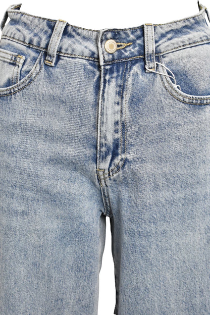 Light Acid Wash Denim Wide Leg Jeans