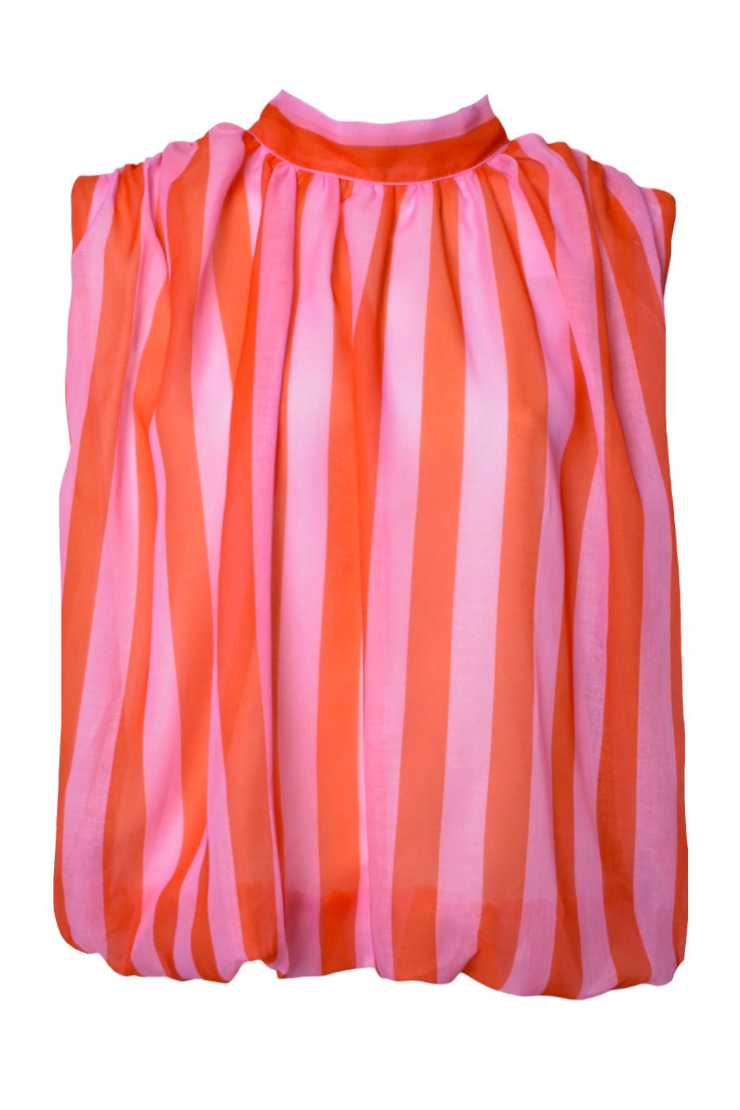 Pink & Red Striped Sleeveless Tie Back Top