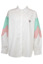 White & Pastel Contrast Sleeve Shirt
