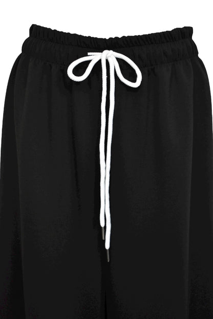 Black & White Side Stripe Wide Leg Joggers