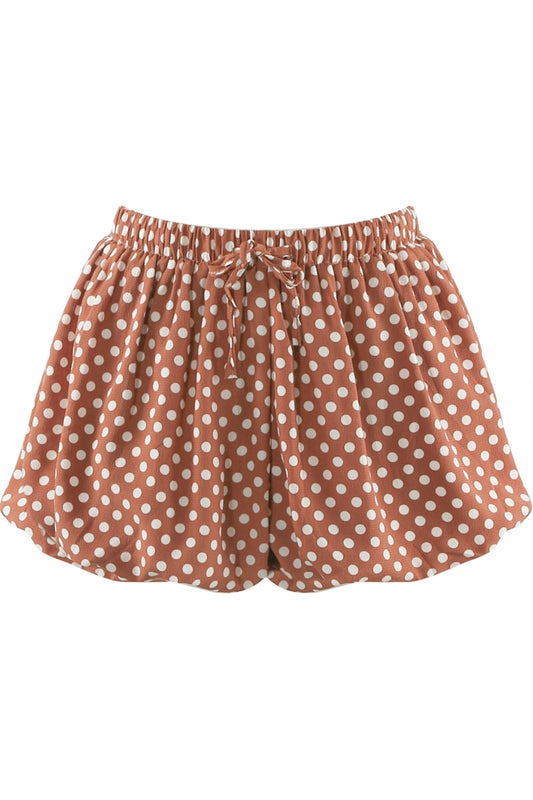 Tan Polka Dot Bubble Hem Shorts
