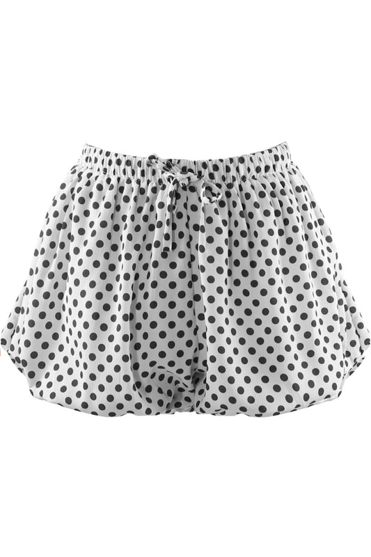 White Polka Dot Bubble Hem Shorts