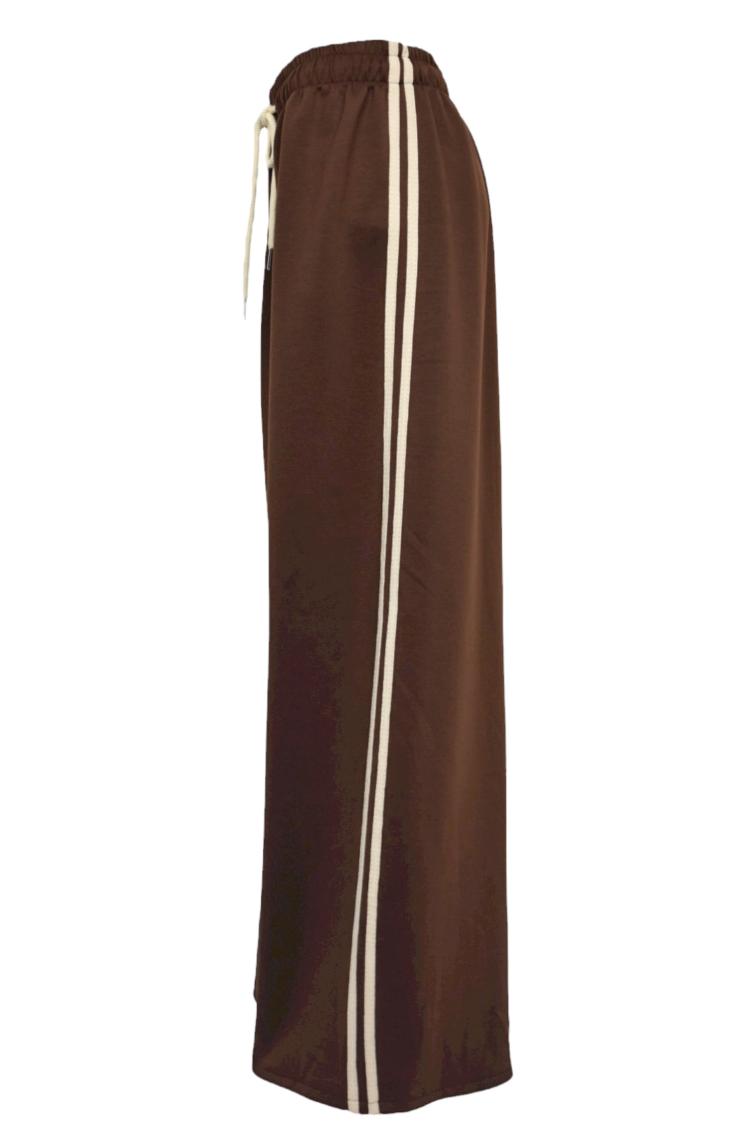 Brown & Cream Side Striped Wide Leg Joggers